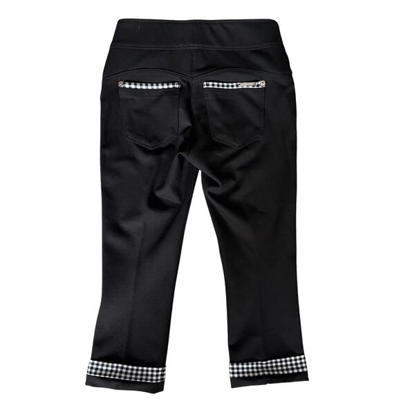 NYGARD LUXE SLIMS Capri Pants Size XS (2-4) Black Plaid Trim Stretch Pull-On EUC - Picture 4 of 7